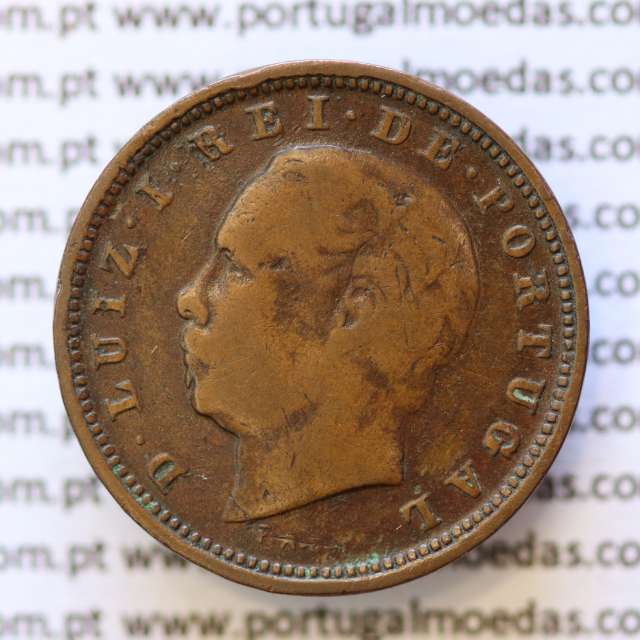 MOEDA 5 RÉIS BRONZE (V RÉIS) 1885 (MBC) - REI D. LUIS I - WORLD COINS PORTUGAL KM525