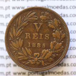 MOEDA 5 RÉIS BRONZE (V RÉIS) 1885 (MBC) - REI D. LUIS I - WORLD COINS PORTUGAL KM525