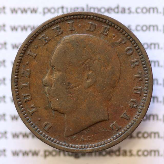 MOEDA 5 RÉIS BRONZE (V RÉIS) 1885 (BC) - REI D. LUIS I - WORLD COINS PORTUGAL KM525