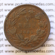 MOEDA 5 RÉIS BRONZE (V RÉIS) 1885 (BC) - REI D. LUIS I - WORLD COINS PORTUGAL KM525