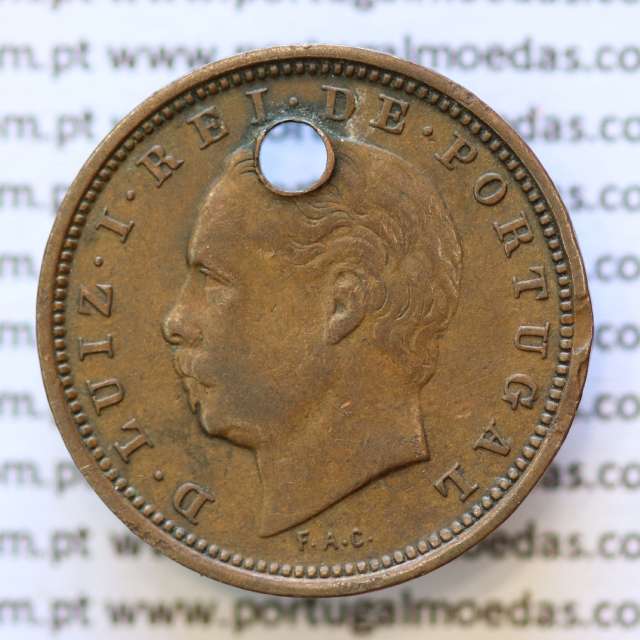 MOEDA 5 RÉIS BRONZE (V RÉIS) 1885 (BC-) - REI D. LUIS I - WORLD COINS PORTUGAL KM525