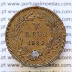 MOEDA 5 RÉIS BRONZE (V RÉIS) 1885 (BC-) - REI D. LUIS I - WORLD COINS PORTUGAL KM525