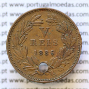 MOEDA 5 RÉIS BRONZE (V RÉIS) 1885 (BC-) - REI D. LUIS I - WORLD COINS PORTUGAL KM525