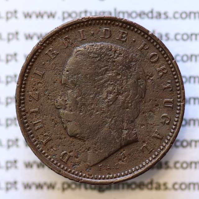 MOEDA 5 RÉIS BRONZE (V RÉIS) 1885 (BC-) - REI D. LUIS I - WORLD COINS PORTUGAL KM525