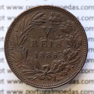 MOEDA 5 RÉIS BRONZE (V RÉIS) 1885 (BC-) - REI D. LUIS I - WORLD COINS PORTUGAL KM525