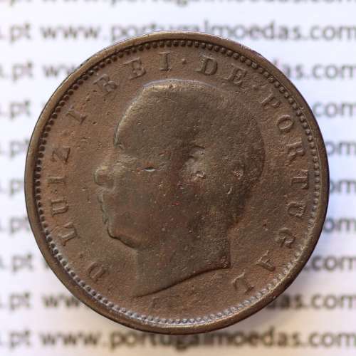 MOEDA 5 RÉIS BRONZE (V RÉIS) 1885 (BC- / REG) - REI D. LUIS I - WORLD COINS PORTUGAL KM525