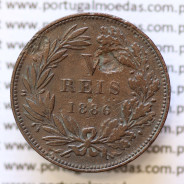 MOEDA 5 RÉIS BRONZE (V RÉIS) 1886 (BC+) - REI D. LUIS I - WORLD COINS PORTUGAL KM525