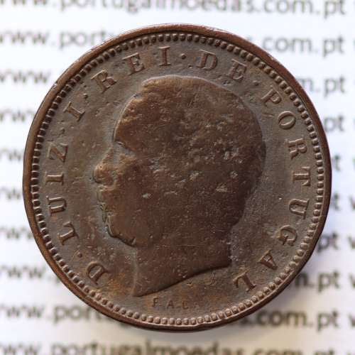 MOEDA 5 RÉIS BRONZE (V RÉIS) 1886 (BC+) - REI D. LUIS I - WORLD COINS PORTUGAL KM525