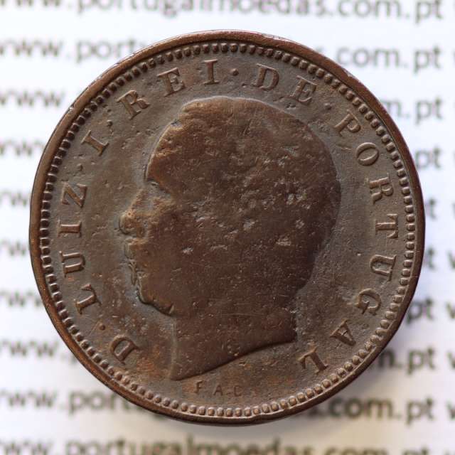 MOEDA 5 RÉIS BRONZE (V RÉIS) 1886 (BC+) - REI D. LUIS I - WORLD COINS PORTUGAL KM525