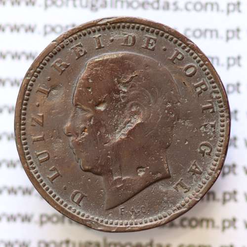 MOEDA 5 RÉIS BRONZE (V RÉIS) 1886 (BC) - REI D. LUIS I - WORLD COINS PORTUGAL KM525