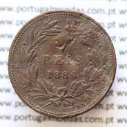 MOEDA 5 RÉIS BRONZE (V RÉIS) 1886 (BC) - REI D. LUIS I - WORLD COINS PORTUGAL KM525