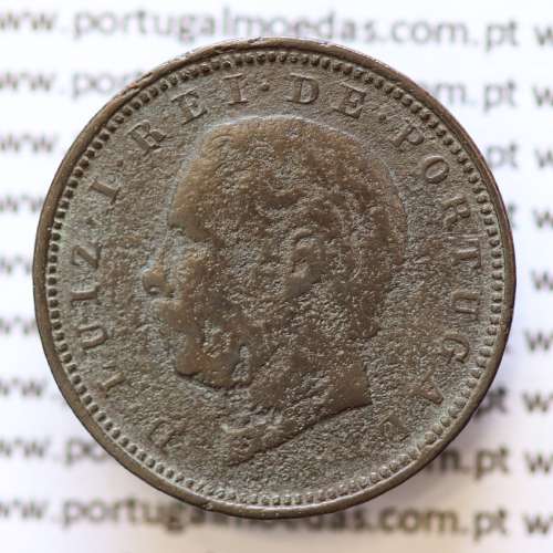 MOEDA 5 RÉIS BRONZE (V RÉIS) 1886 (BC) - REI D. LUIS I - WORLD COINS PORTUGAL KM525