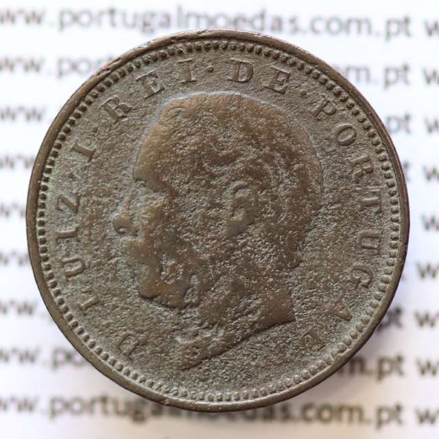 MOEDA 5 RÉIS BRONZE (V RÉIS) 1886 (BC) - REI D. LUIS I - WORLD COINS PORTUGAL KM525