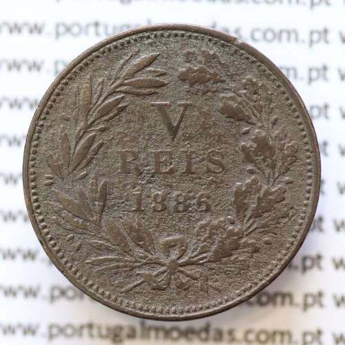 MOEDA 5 RÉIS BRONZE (V RÉIS) 1886 (BC) - REI D. LUIS I - WORLD COINS PORTUGAL KM525