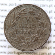 MOEDA 5 RÉIS BRONZE (V RÉIS) 1886 (BC) - REI D. LUIS I - WORLD COINS PORTUGAL KM525