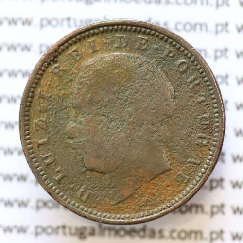 MOEDA 5 RÉIS BRONZE (V RÉIS) 1886 (BC-) - REI D. LUIS I - WORLD COINS PORTUGAL KM525