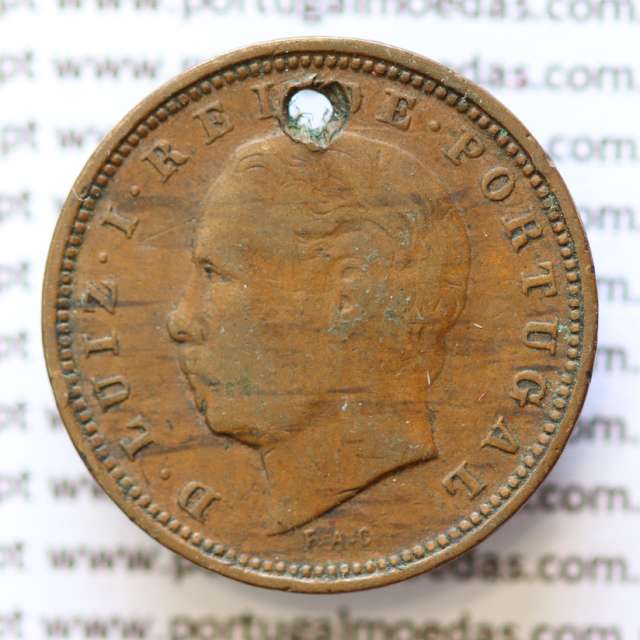 MOEDA 5 RÉIS BRONZE (V RÉIS) 1886 (BC-) - REI D. LUIS I - WORLD COINS PORTUGAL KM525