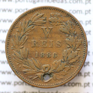 MOEDA 5 RÉIS BRONZE (V RÉIS) 1886 (BC-) - REI D. LUIS I - WORLD COINS PORTUGAL KM525