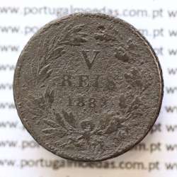 MOEDA 5 RÉIS BRONZE (V RÉIS) 1883 (MC) - REI D. LUIS I - WORLD COINS PORTUGAL KM525 MOEDA 5 RÉIS BRONZE (V RÉIS) 1883 (MC) - REI D. LUIS I - WORLD COINS PORTUGAL KM525