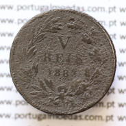 MOEDA 5 RÉIS BRONZE (V RÉIS) 1883 (MC) - REI D. LUIS I - WORLD COINS PORTUGAL KM525