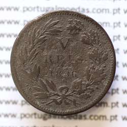 MOEDA 5 RÉIS BRONZE (V RÉIS) 1886 (REG) - REI D. LUIS I - WORLD COINS PORTUGAL KM525