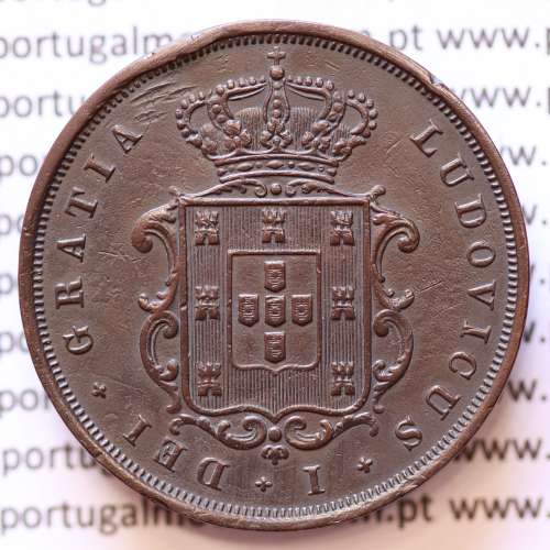 MOEDA 10 RÉIS COBRE (X RÉIS) 1867 (MBC+) - REI D. LUIS I - WORLD COINS PORTUGAL KM514
