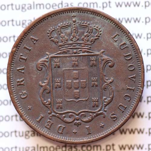 MOEDA 10 RÉIS COBRE (X RÉIS) 1867 (MBC) - REI D. LUÍS I - WORLD COINS PORTUGAL KM514