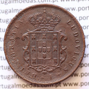 MOEDA 10 RÉIS COBRE (X RÉIS) 1867 (MBC+) - REI D. LUIS I - WORLD COINS PORTUGAL KM514
