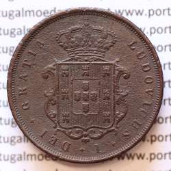 MOEDA 10 RÉIS COBRE (X RÉIS) 1867 (MBC) - REI D. LUIS I - WORLD COINS PORTUGAL KM514
