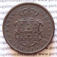 MOEDA 10 RÉIS COBRE (X RÉIS) 1867 (MBC) - REI D. LUIS I - WORLD COINS PORTUGAL KM514