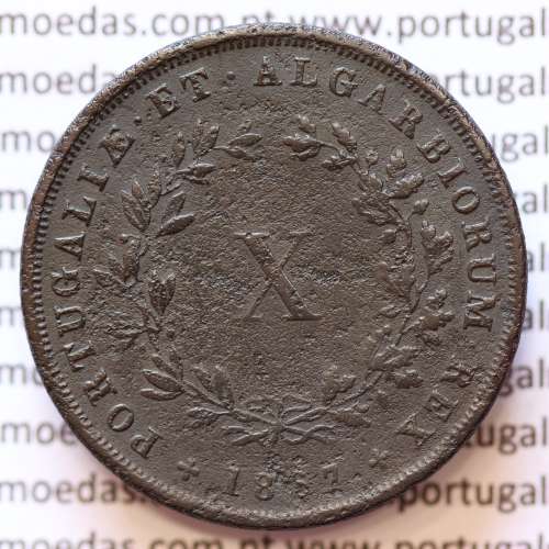 MOEDA 10 RÉIS COBRE (X RÉIS) 1867 (MBC-) - REI D. LUIS I - WORLD COINS PORTUGAL KM514