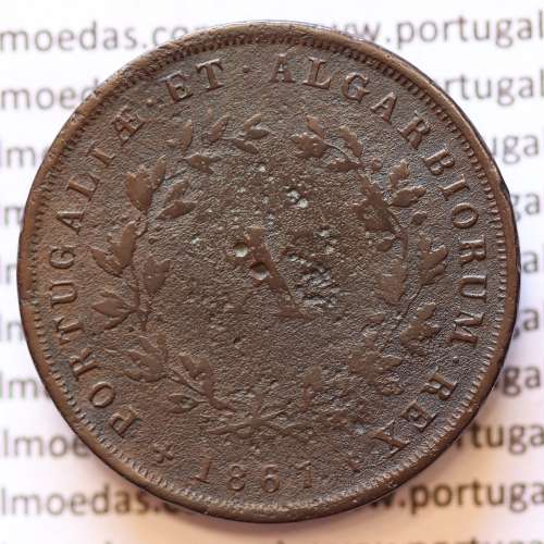 MOEDA 10 RÉIS COBRE (X RÉIS) 1867 (BC) - REI D. LUIS I - WORLD COINS PORTUGAL KM514