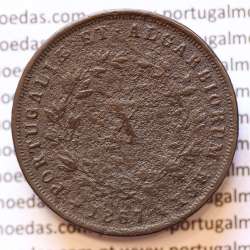 MOEDA 10 RÉIS COBRE (X RÉIS) 1867 (BC) - REI D. LUIS I - WORLD COINS PORTUGAL KM514