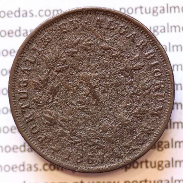MOEDA 10 RÉIS COBRE (X RÉIS) 1867 (BC) - REI D. LUIS I - WORLD COINS PORTUGAL KM514