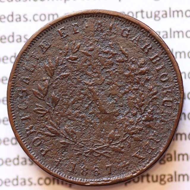 MOEDA 10 RÉIS COBRE (X RÉIS) 1867 (BC) - REI D. LUIS I - WORLD COINS PORTUGAL KM514