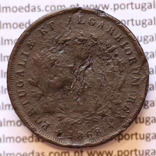MOEDA 10 RÉIS COBRE (X RÉIS) 1868 (BC-) - REI D. LUIS I - WORLD COINS PORTUGAL KM514