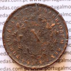MOEDA 10 RÉIS COBRE (X RÉIS) 1868 (BC-) - REI D. LUIS I - WORLD COINS PORTUGAL KM514