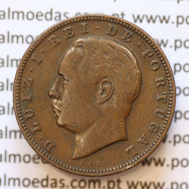 MOEDA 10 RÉIS BRONZE (X RÉIS) 1882 (MBC+) - REI D. LUIS I - WORLD COINS PORTUGAL KM526