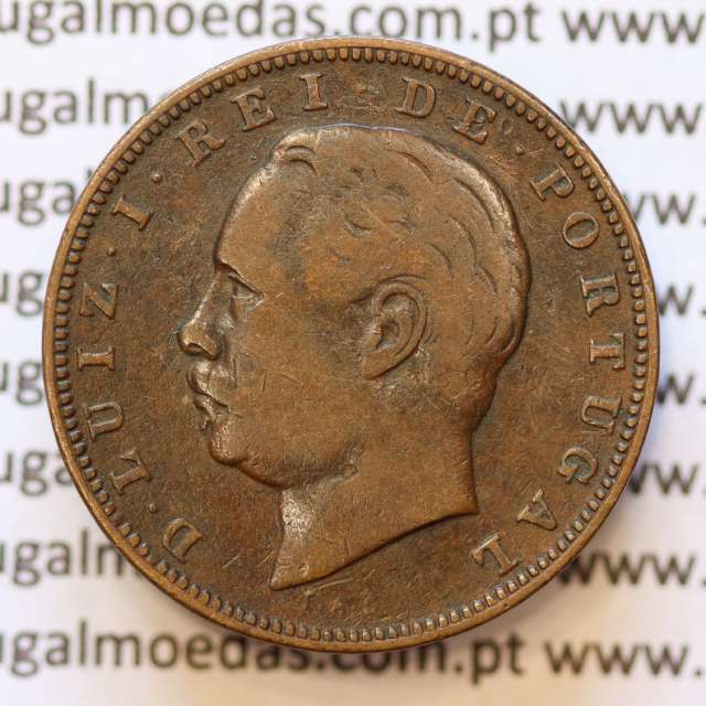 MOEDA 10 RÉIS BRONZE (X RÉIS) 1882 (BC+) - REI D. LUIS I - WORLD COINS PORTUGAL KM526