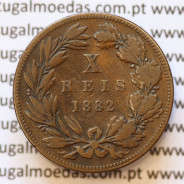 MOEDA 10 RÉIS BRONZE (X RÉIS) 1882 (BC+) - REI D. LUIS I - WORLD COINS PORTUGAL KM526