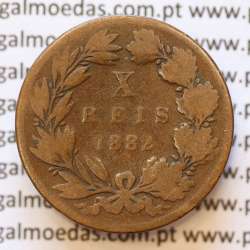 MOEDA 10 RÉIS BRONZE (X RÉIS) 1882 (BC) - REI D. LUIS I - WORLD COINS PORTUGAL KM526