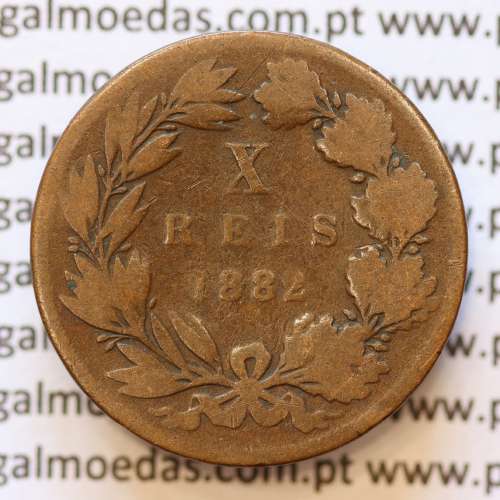 MOEDA 10 RÉIS BRONZE (X RÉIS) 1882 (BC) - REI D. LUIS I - WORLD COINS PORTUGAL KM526