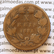 MOEDA 10 RÉIS BRONZE (X RÉIS) 1882 (BC) - REI D. LUIS I - WORLD COINS PORTUGAL KM526