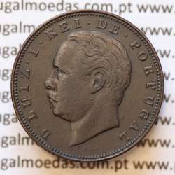MOEDA 10 RÉIS BRONZE (X RÉIS) 1883 (MBC+ / BELA-) - REI D. LUIS I - WORLD COINS PORTUGAL KM526