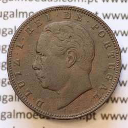 MOEDA 10 RÉIS BRONZE (X RÉIS) 1883 (MBC+) - REI D. LUIS I - WORLD COINS PORTUGAL KM526