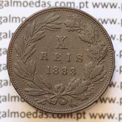 MOEDA 10 RÉIS BRONZE (X RÉIS) 1883 (MBC+) - REI D. LUIS I - WORLD COINS PORTUGAL KM526