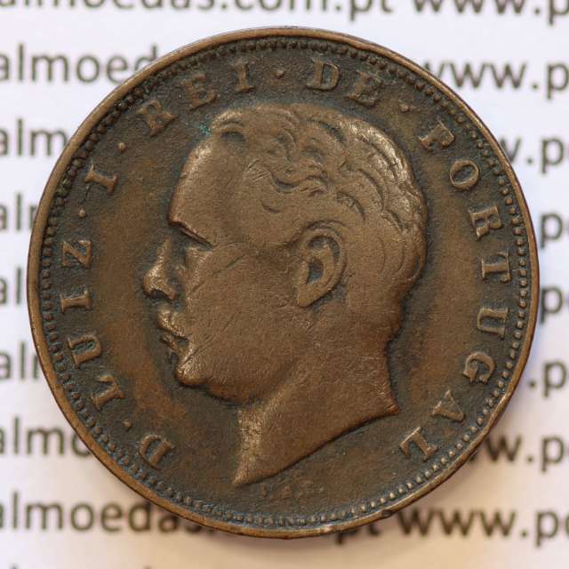 MOEDA 10 RÉIS BRONZE (X RÉIS) 1883 (MBC) - REI D. LUIS I - WORLD COINS PORTUGAL KM526