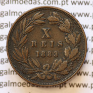 MOEDA 10 RÉIS BRONZE (X RÉIS) 1883 (MBC) - REI D. LUIS I - WORLD COINS PORTUGAL KM526