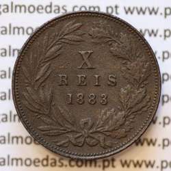 MOEDA 10 RÉIS BRONZE (X RÉIS) 1883 (BC+) - REI D. LUIS I - WORLD COINS PORTUGAL KM526