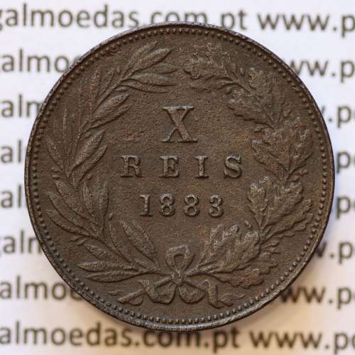 MOEDA 10 RÉIS BRONZE (X RÉIS) 1883 (BC+) - REI D. LUIS I - WORLD COINS PORTUGAL KM526
